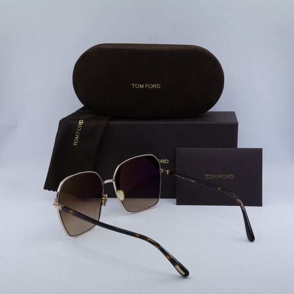 Tom Ford Claudia-02 FT0839 52F Square Sunglasses - Gold/Brown main image 7